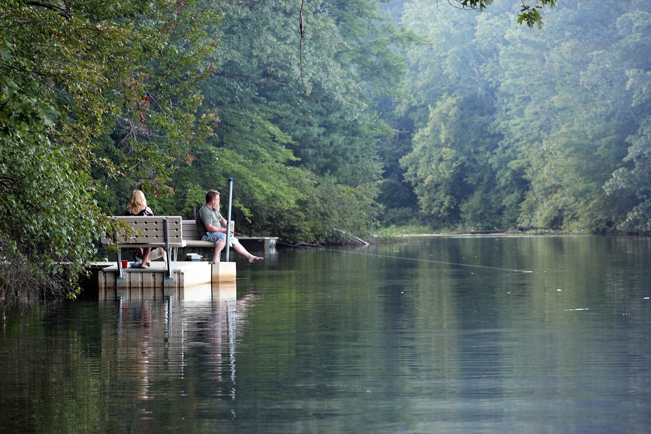 Pond recreation at Sutton Falls Camping Area