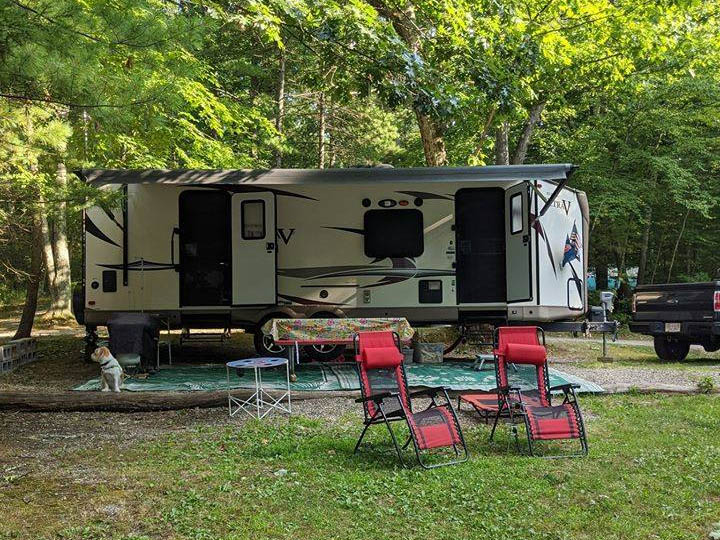 RV camping at Sutton Falls Camping Area in Sutton Massachusetts
